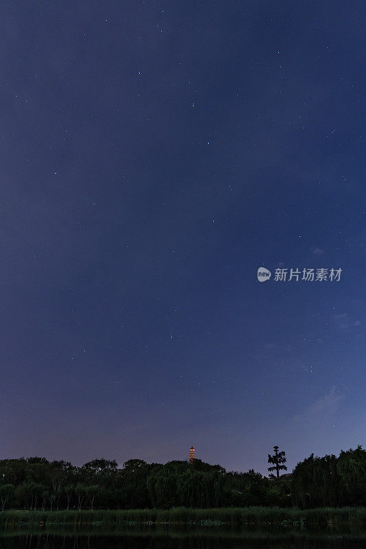 彗星和北斗七星在北京公园上空