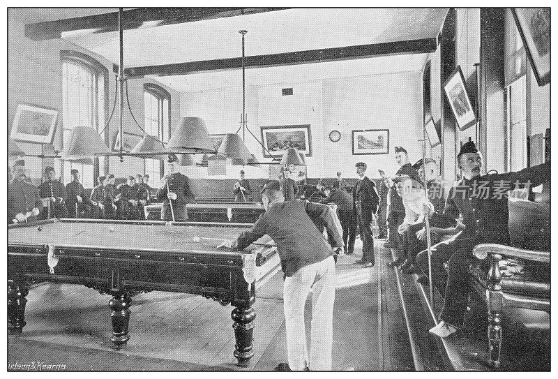 英国海军和陆军的古董照片:台球室