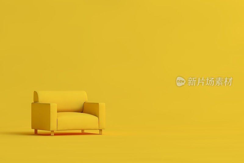 黄色背景上的黄色沙发