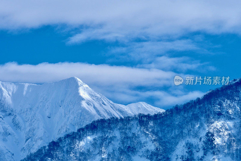 冬天的山被雪覆盖着