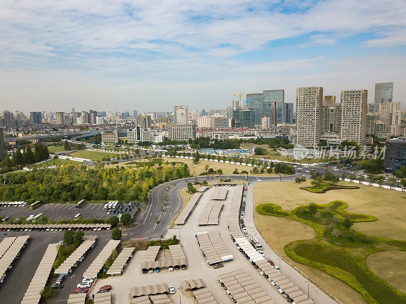 中国杭州城市道路交通航拍