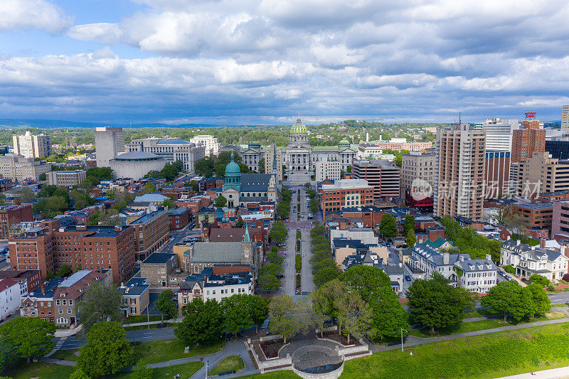 鸟瞰图的市中心哈里斯堡，宾夕法尼亚州