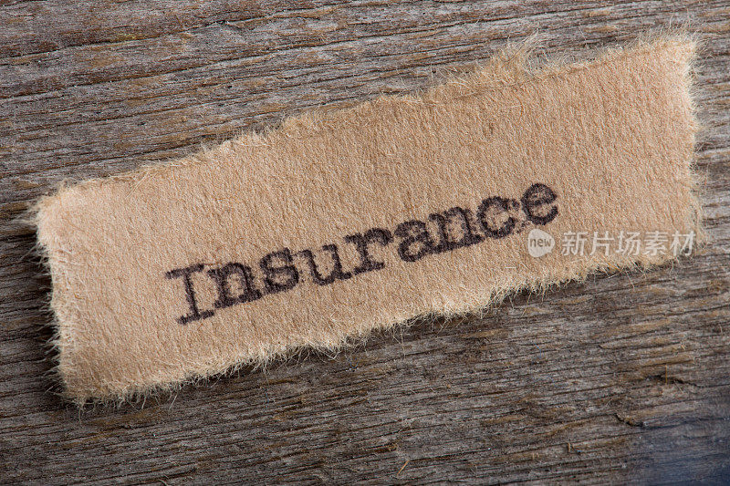 健康或财产保险概念-打印在纸上的单一字保险