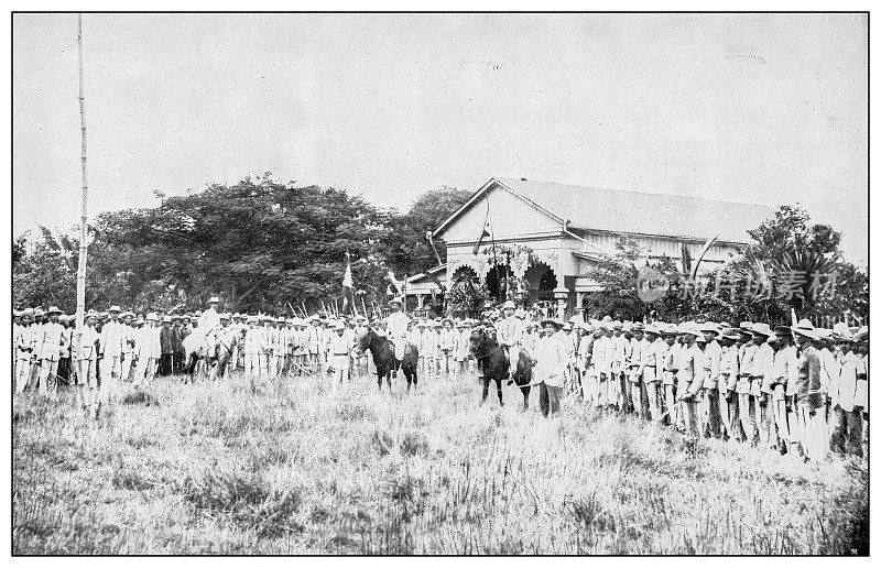 古董黑白照片:菲律宾军队，Calumpit