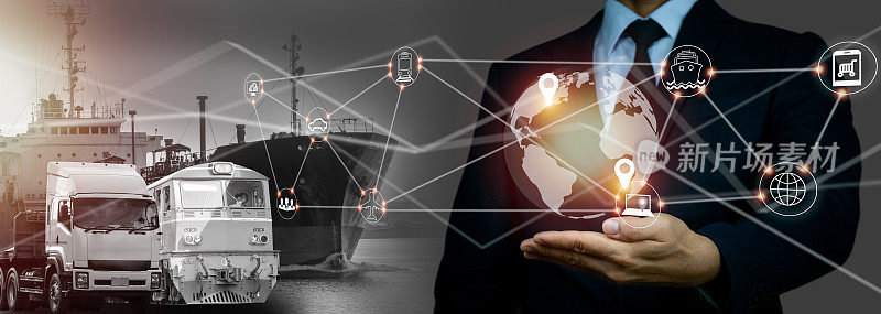 手握全球物流网络连接和货物配送商品在运输和物流