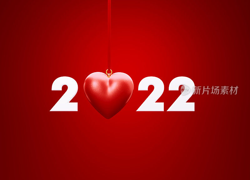 2022年红色背景上的红心形状