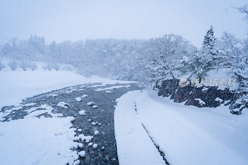 日本高山市的江雪