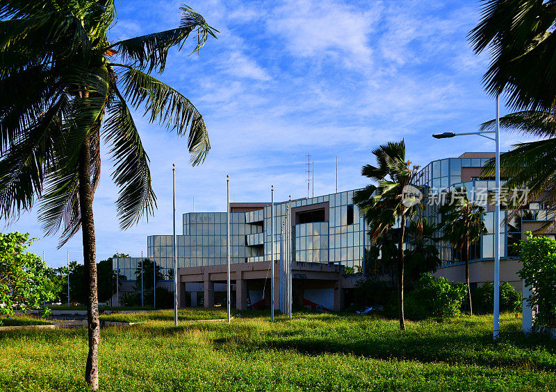 国会大厦，结构不健全的马绍尔群岛政府大楼，德拉普，马朱罗环礁，RMI