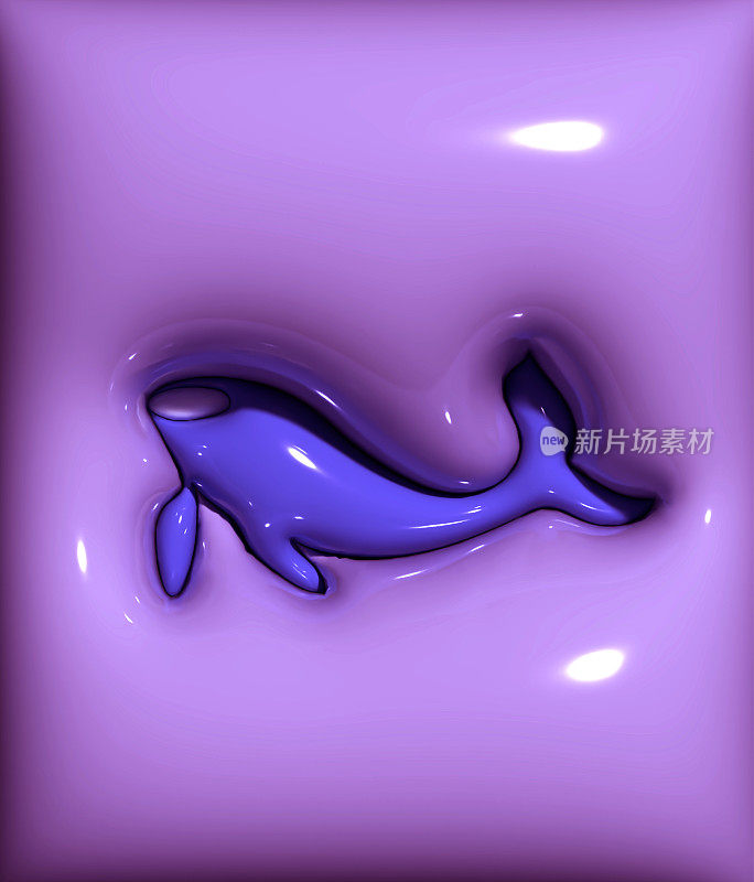 三维充气效果可爱的海豚图案插画背景