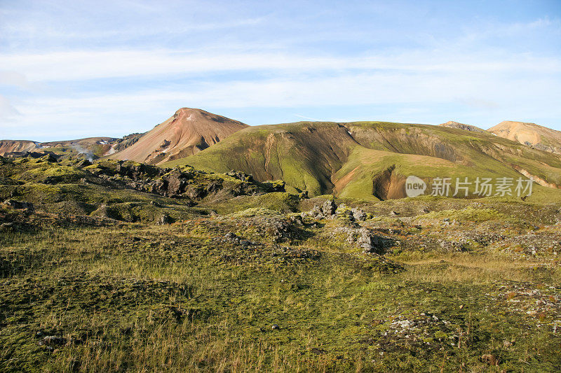 冰岛Laugevegur步道起点的Landmannalaugar周围引人注目的山景