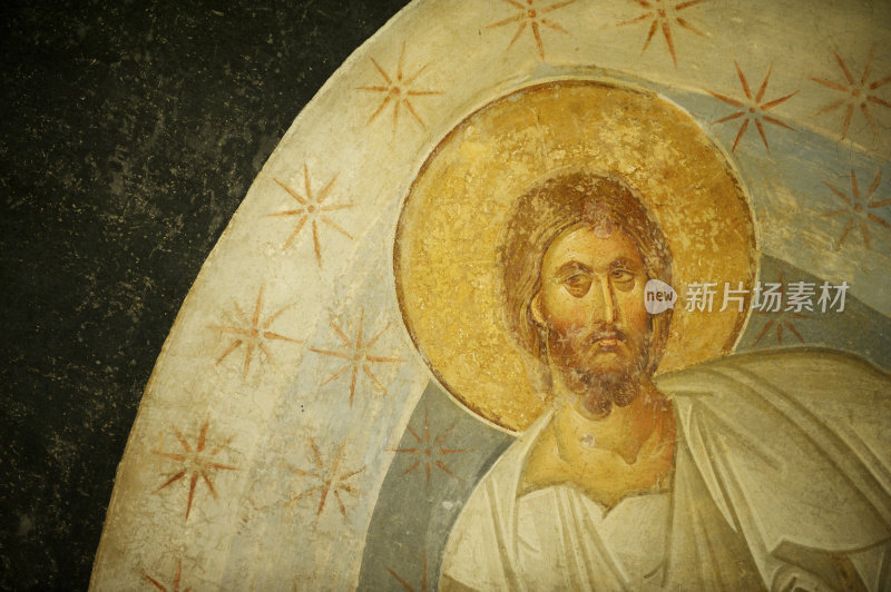 拜占庭壁画耶稣基督金叶画像