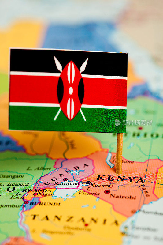 肯尼亚地图和旗帜