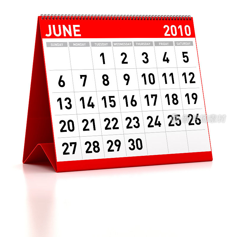2010年6月-日历