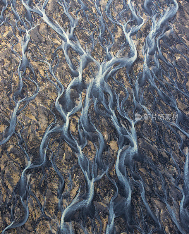 冰岛河三角洲鸟瞰图