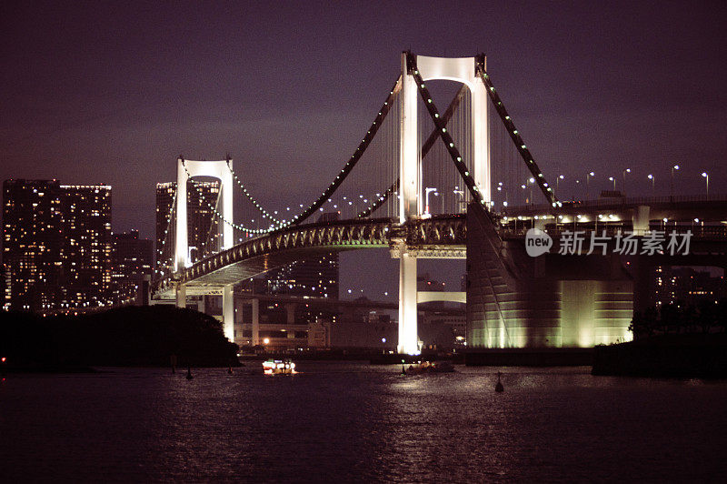 彩虹桥和东京湾的日落景色