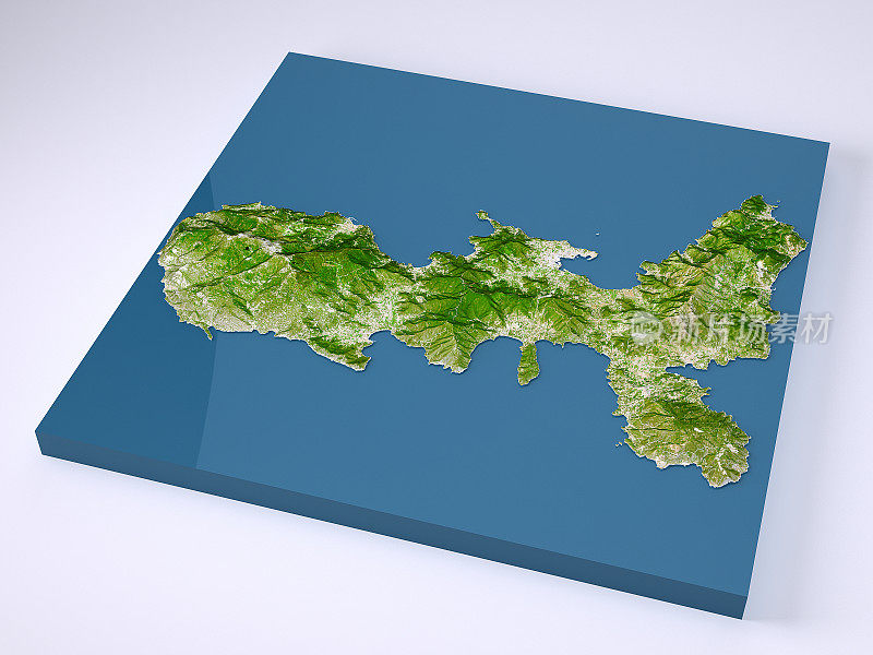 厄尔巴岛3D模型地形图自然颜色