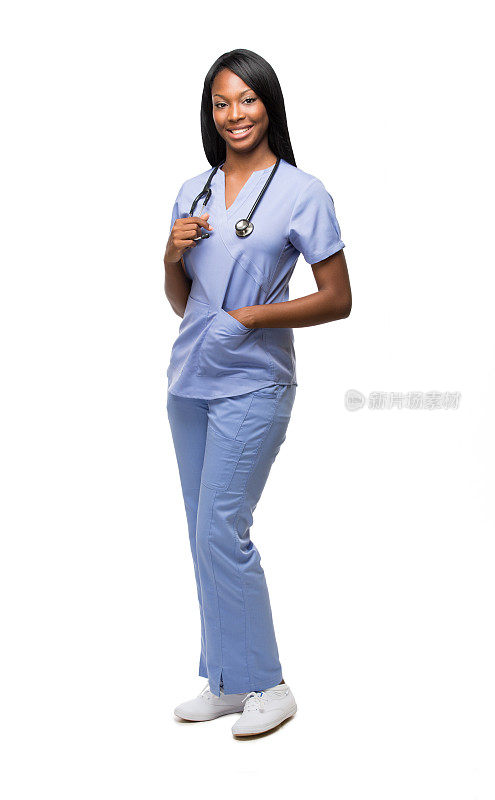 Afroamerican护士微笑