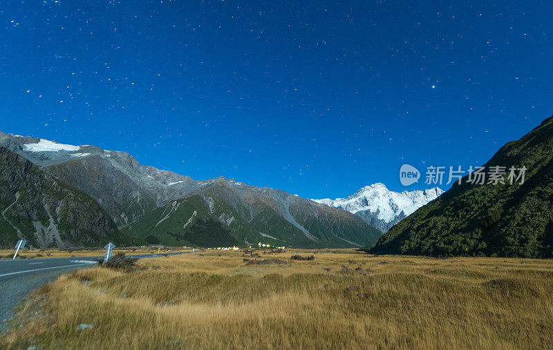 新西兰风景优美的山景拍摄于库克山