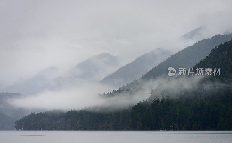 在奥林匹克国家公园新月湖山上的晨雾