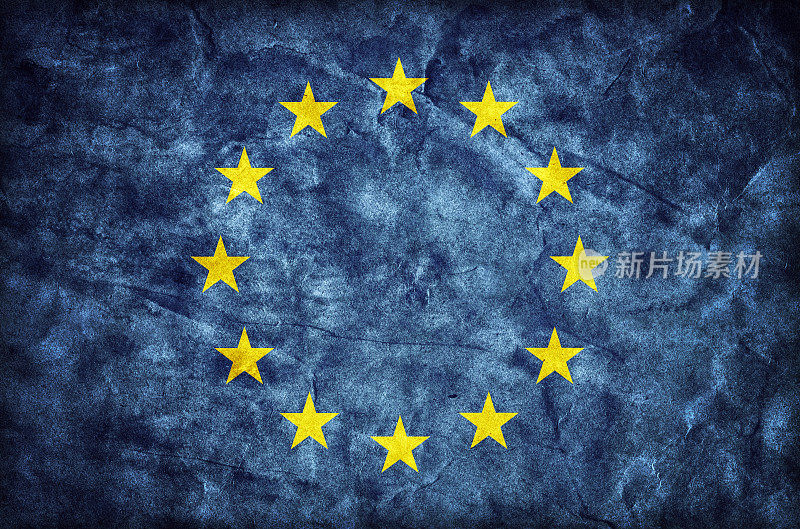 蹩脚的欧盟旗帜，羊皮纸质地。欧盟