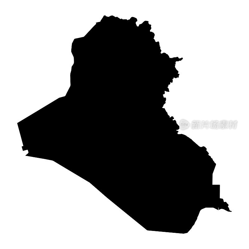 伊拉克黑色剪影地图轮廓孤立在白色3D插图