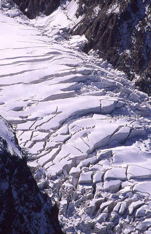 欧洲法国夏蒙尼冰川的浮冰和裂缝