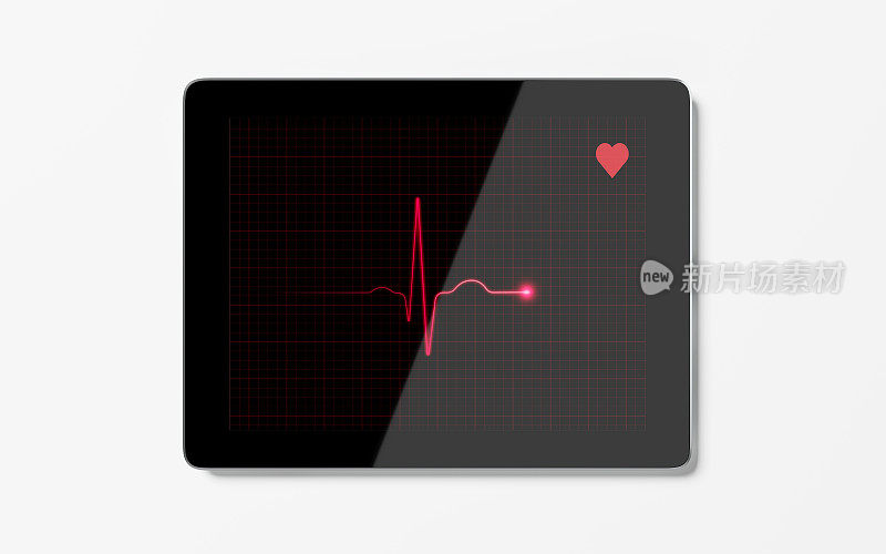 白底数码平板电脑上的心电图