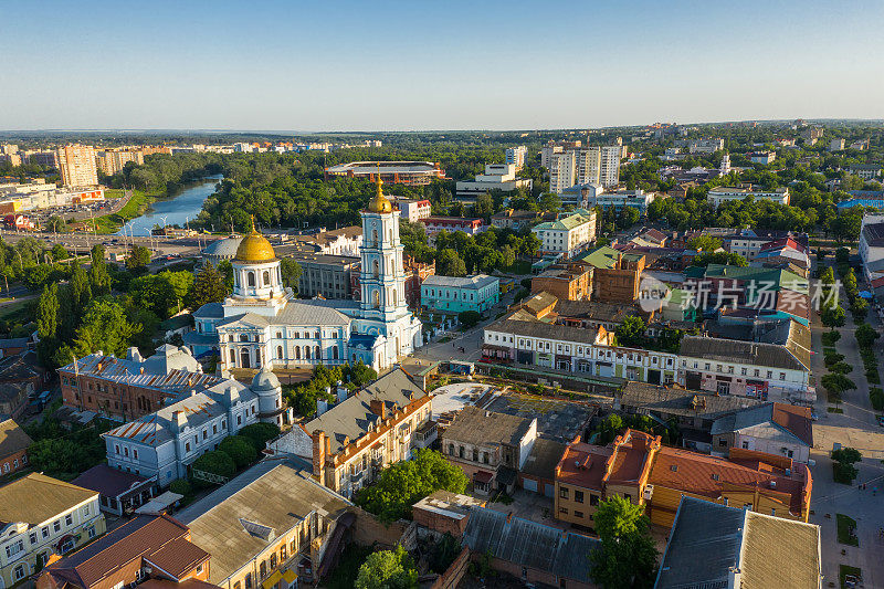 苏美尔市，乌克兰苏美尔地区的首都，欧洲鸟瞰图