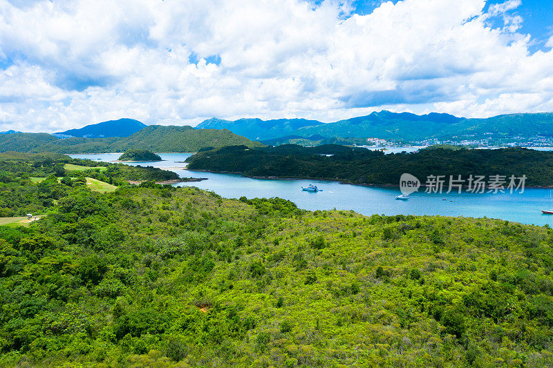 香港西贡村岛上的无人机照片