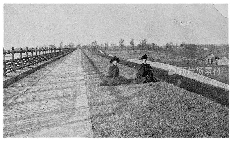 古董黑白照片:路易斯维尔，肯塔基州，野餐地