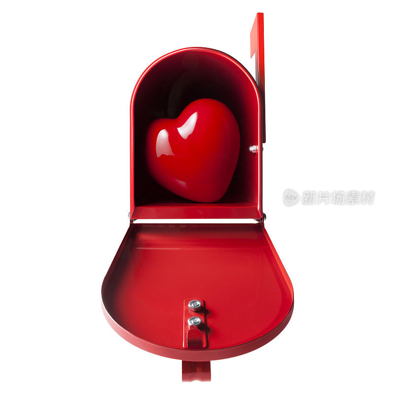 心的邮件。红色的信箱里有一颗心。