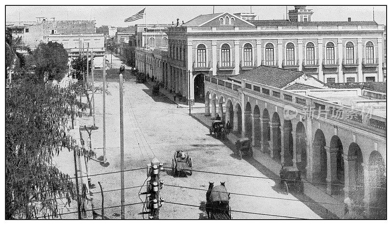 古黑白照片:古巴西恩富戈斯广场