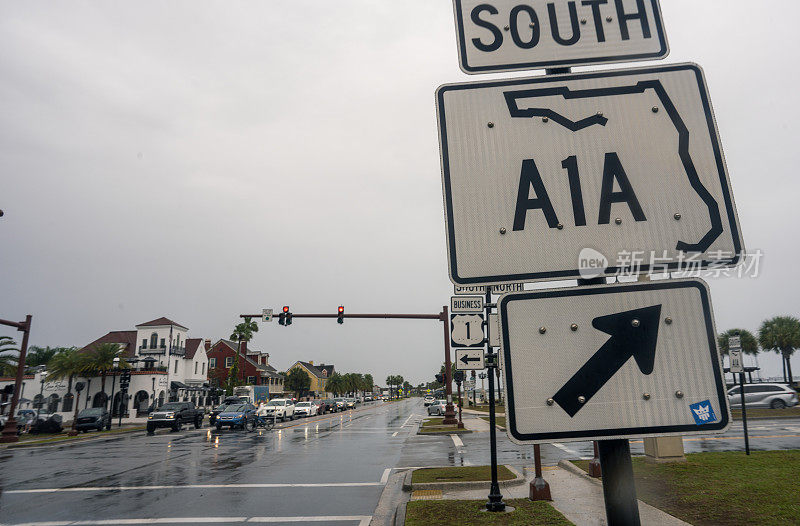 美国佛罗里达州圣奥古斯丁的A1A路标