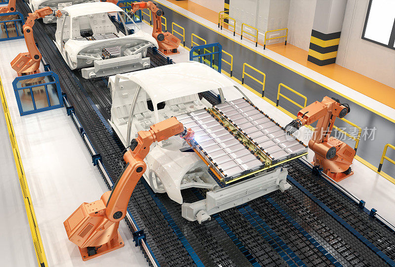 机器人装配线与电动汽车电池模块的平台