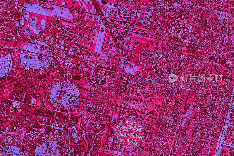 彩色电子印刷电路板细节程式化的超现实艺术表现