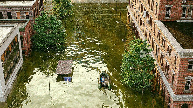 街道变成河流:城市淹没在暴雨中