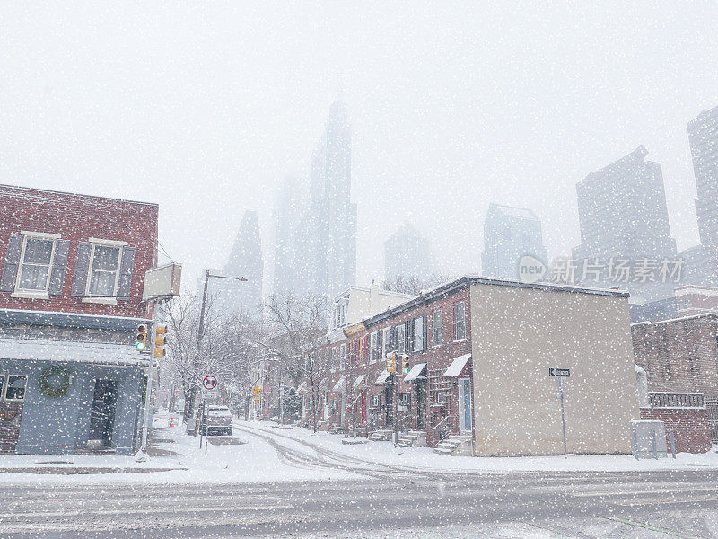 费城中心城市遭遇暴风雪。