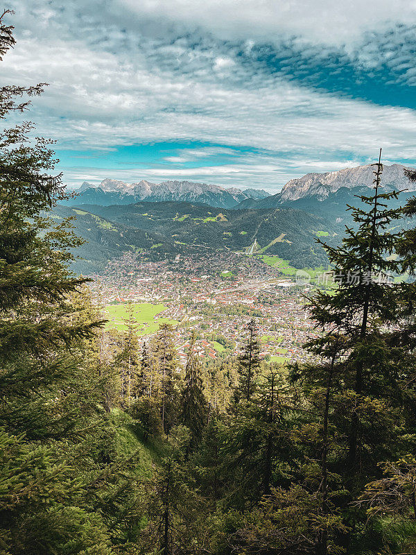 德国Garmisch-Partenkirchen周围美丽的高山景观