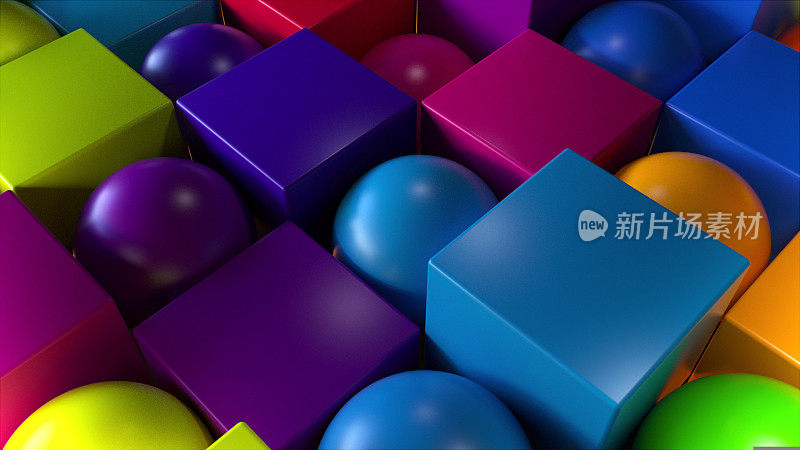 彩色的立方体和球体