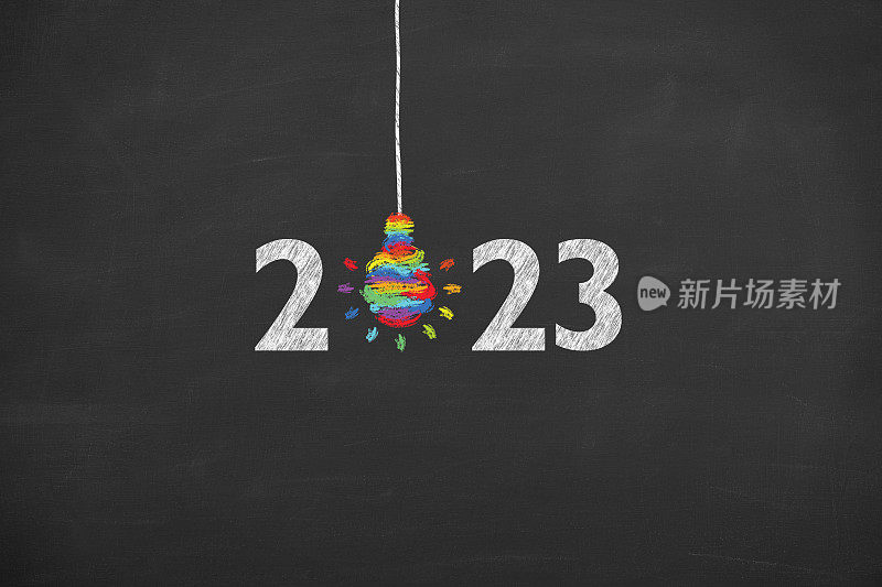 新年2023创意概念黑板背景