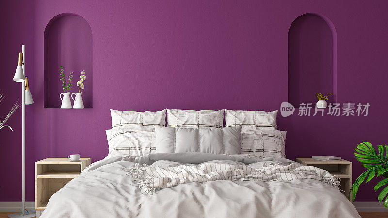 紫色墙壁的Cpzy卧室