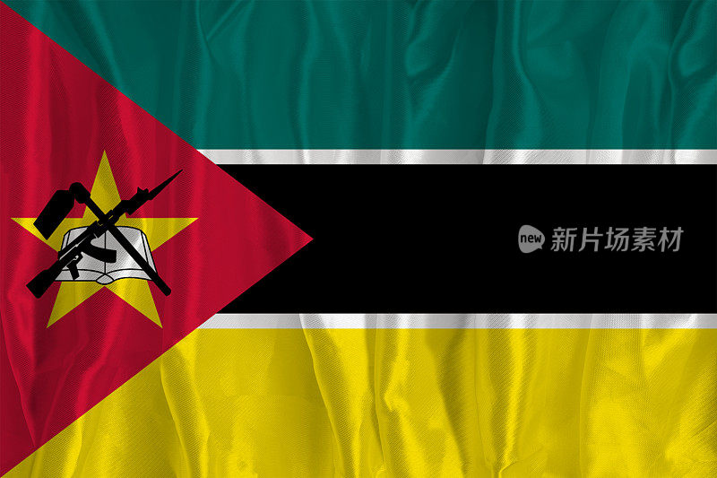 以丝绸为背景的莫桑比克国旗是一个伟大的国家象征。国家的官方国家象征