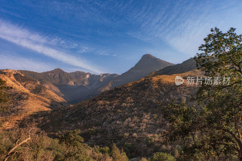 山景-透过红杉和国王峡谷国家公园的景色