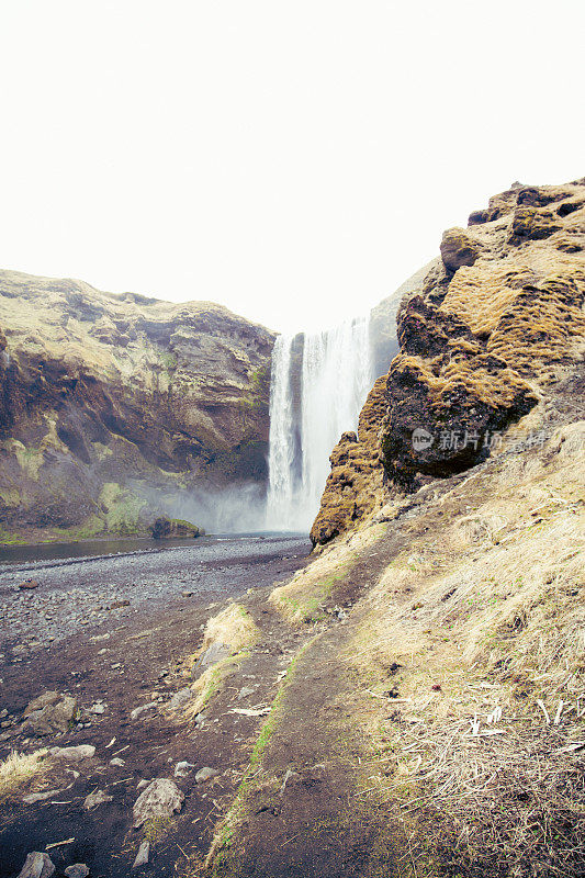 冰岛偏远地区的瀑布