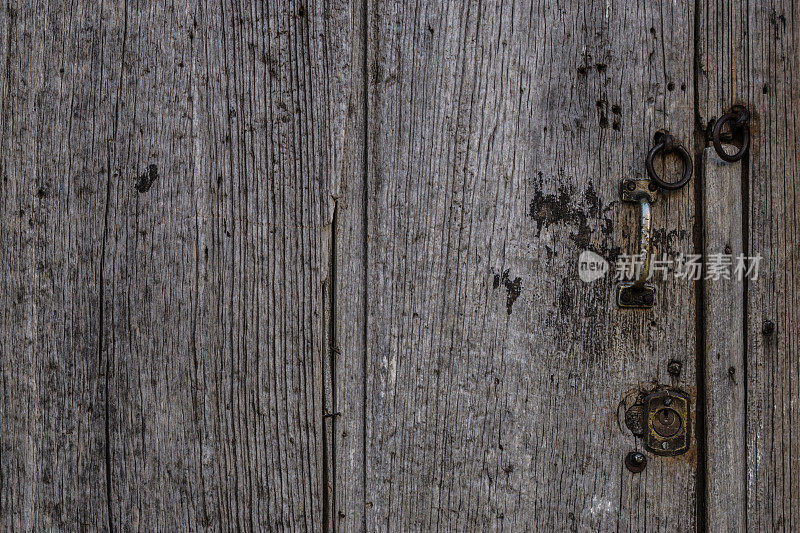 纹理空白木质背景-老化门与处理没有颜色