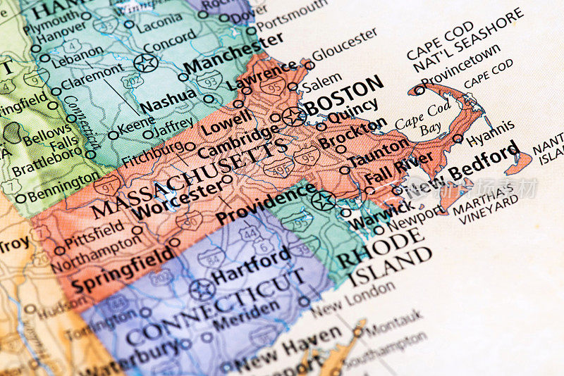 美国马萨诸塞州地图