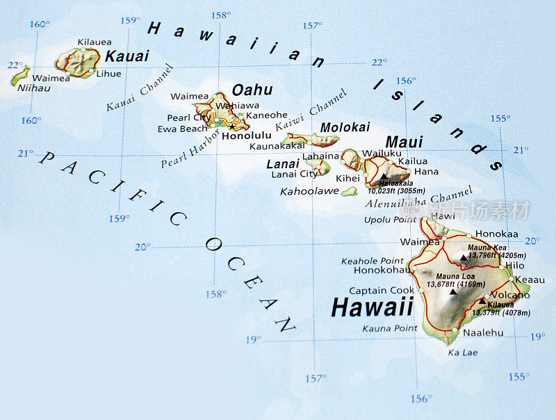 夏威夷群岛地图