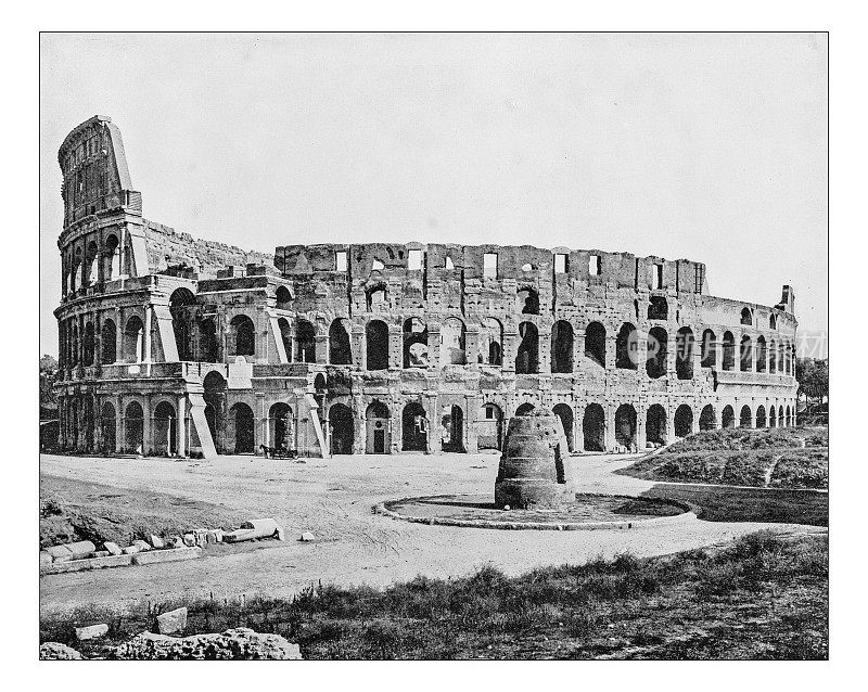 古罗马斗兽场(意大利罗马)-19世纪的古老照片