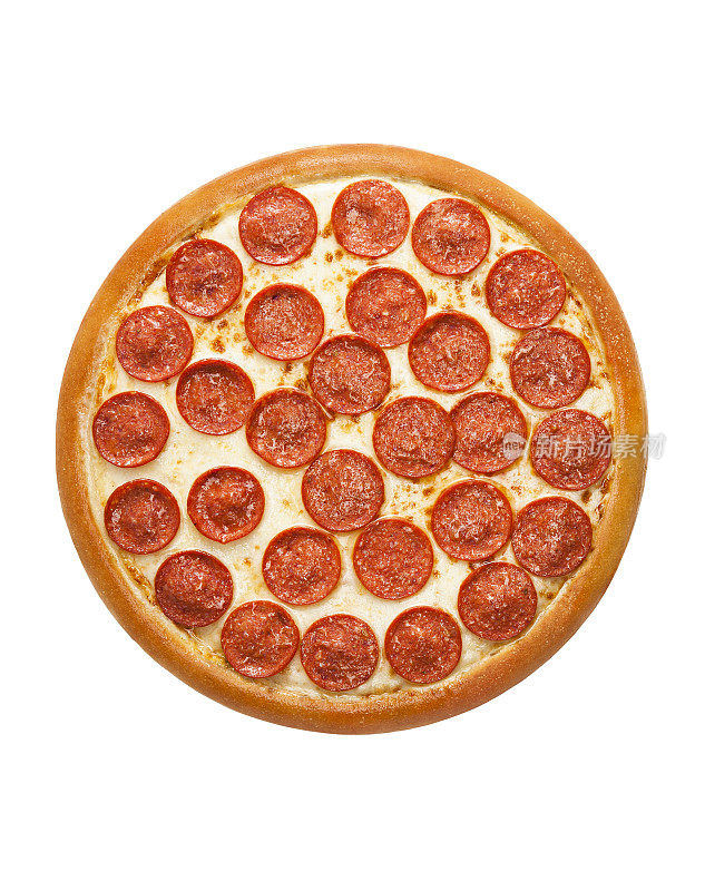 意大利辣香肠披萨孤立在白色背景
