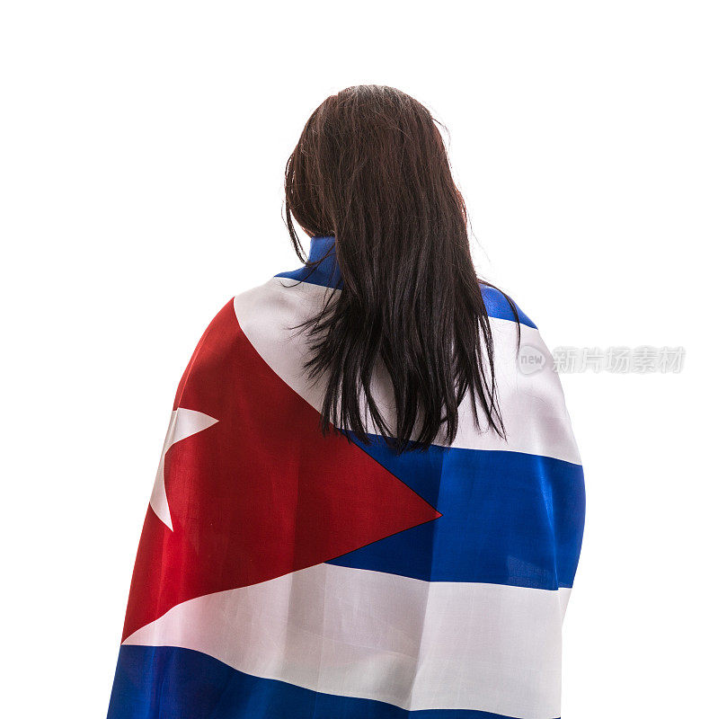 古巴球迷举着国旗